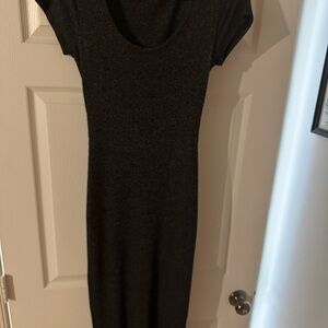 Popular Basics Ribbed Knit Midi Dress – Classic Black